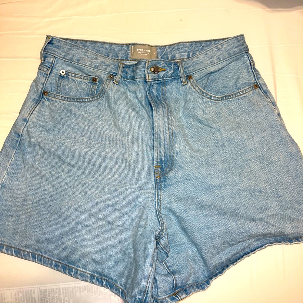 everlane a-line denim shorts